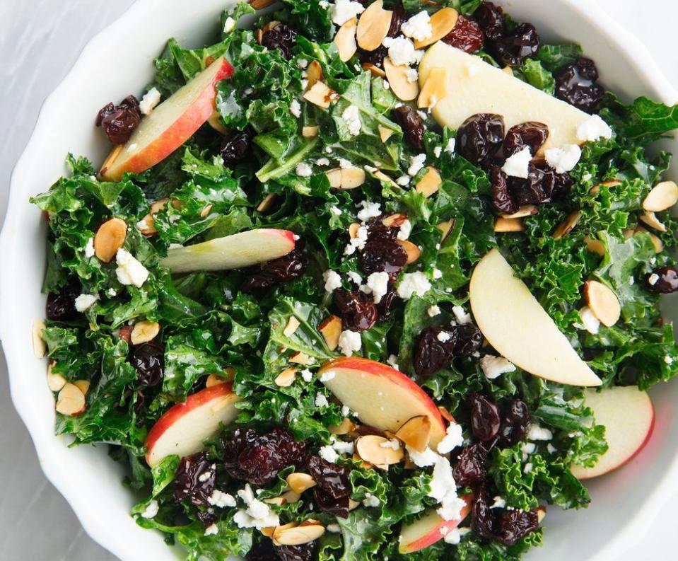 kale salad with apples and toasted almonds