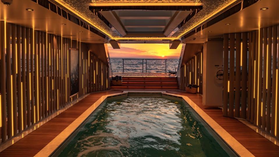 The beach club pool offers the ultimate view. - Credit: Courtesy Bilgin Yachts