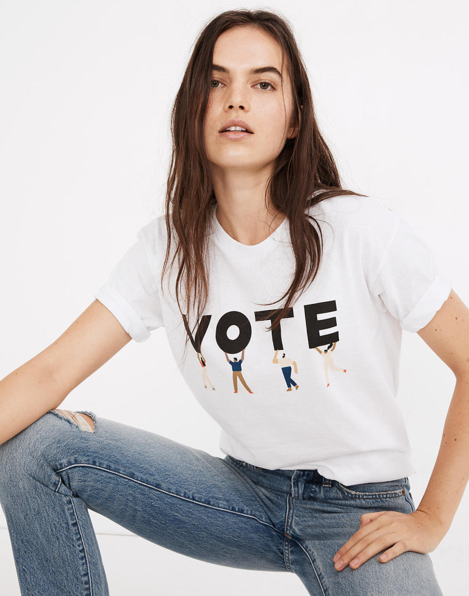 It's no wonder why this Madewell T-shirt's actually a bestseller: It's adorable, and 100% of its purchase price goes to the <a href="https://www.aclu.org/" target="_blank" rel="noopener noreferrer">American Civil Liberties Union</a>, which is focused on protecting rights promised in the Constitution, including the right to vote. On top of the proceeds from this tee, Madewell says it will <a href="https://fave.co/340yoTU" target="_blank" rel="noopener noreferrer">make a $750,000 donation</a> to the ACLU. <br /><br /><a href="https://fave.co/340yoTU" target="_blank" rel="noopener noreferrer">Find it for $40 at Madewell</a>.