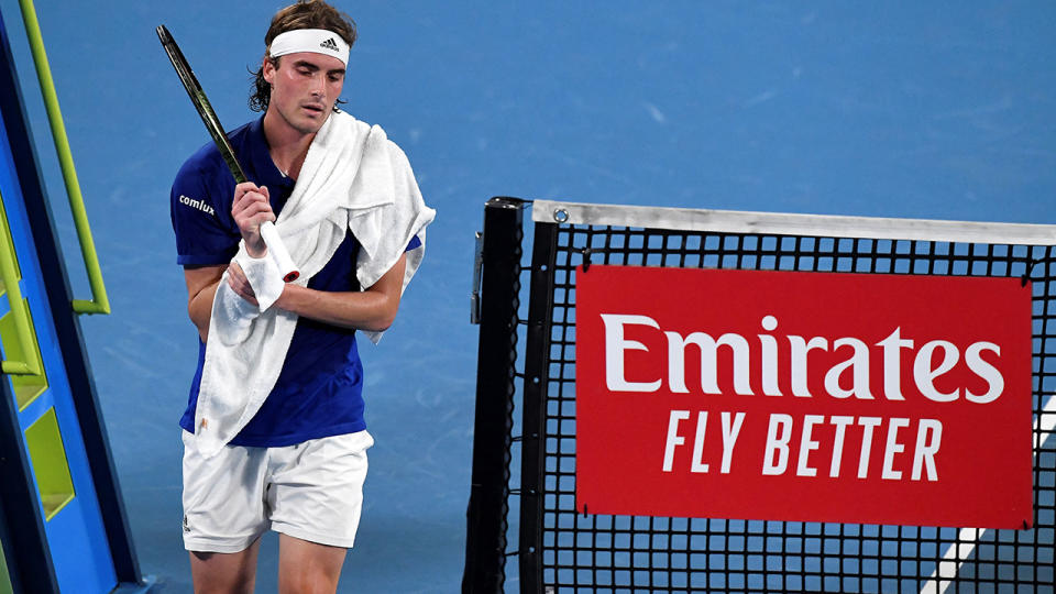 World No.4 Stefanos Tsitsipas has been battling to recover from elbow surgery in time for a tilt at the Australian Open. (Photo by MOHAMMAD FAROOQ/AFP via Getty Images)