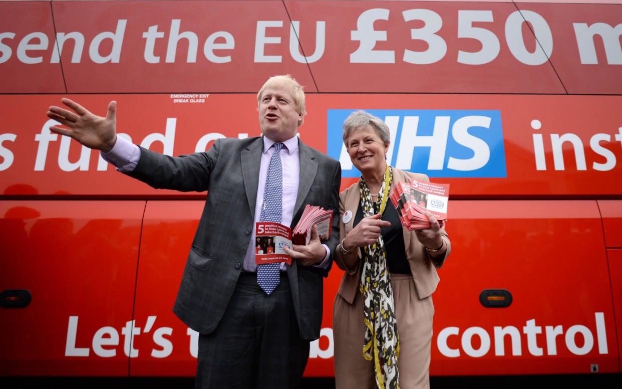 Boris Johnson and Gisela Stuart campaigning to leave the EU - PA