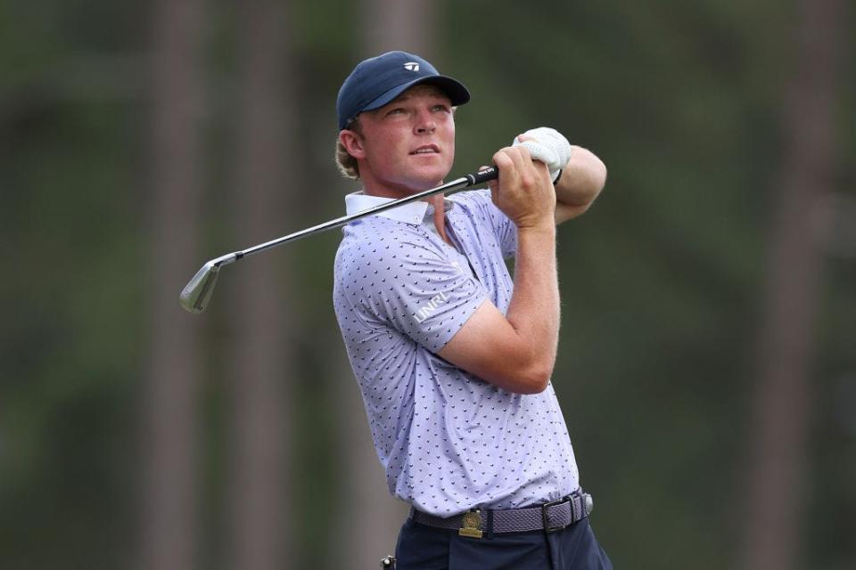 Frankie Capan III plays his shot from the 15th tee during the first round of the 124th U.S. Open at Pinehurst Resort on June 13, 2024 in Pinehurst, North Carolina.