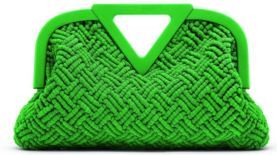 Point葉綠色法式繩結編織手提袋。NT$225,200（BOTTEGA VENETA提供）