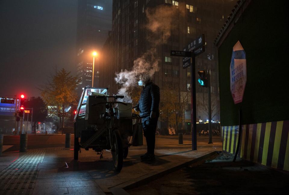 Street vendor cooking food in Beijing