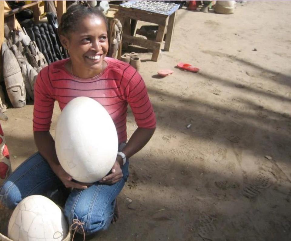 What a whole aepyornis egg would've looked like when freshly laid, seen in a market near the town of Toliara on the southwest coast of Madagascar.