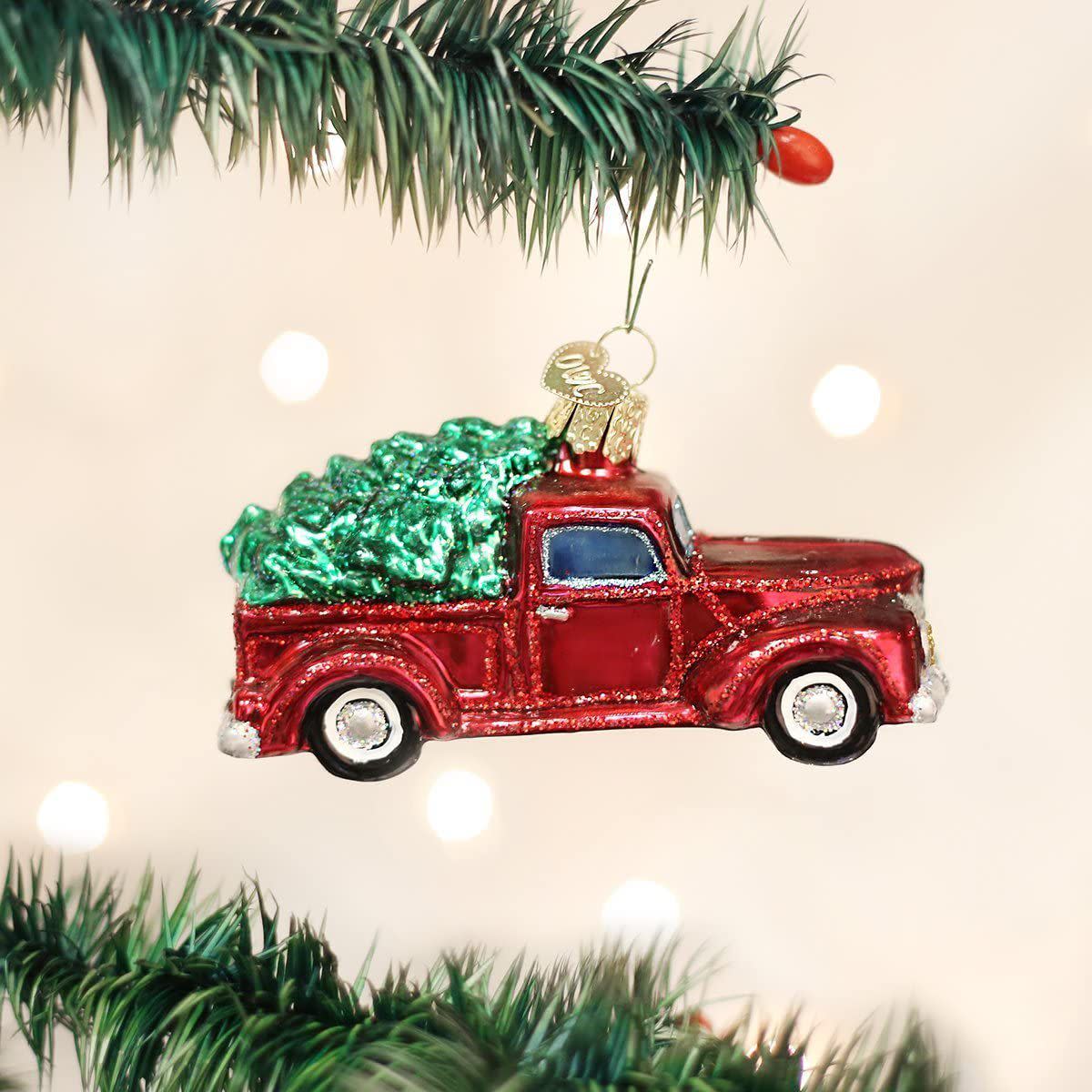Old World Christmas Vintage Truck with Tree Ornament