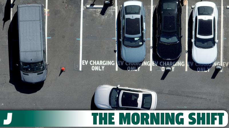 A Polestar electric car prepares to park at an EV charging station on July 28, 2023 in Corte Madera, California.