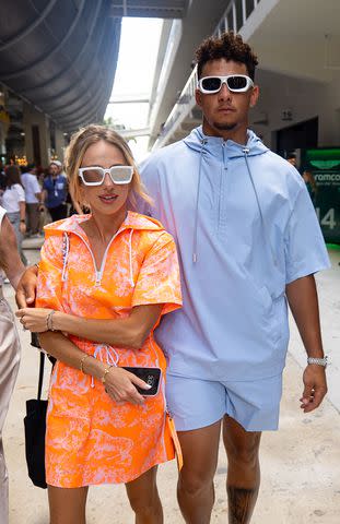 <p>Kym Illman/Getty </p> Patrick Mahomes and Brittany Mahomes on May 4, 2024 in Miami, United States.