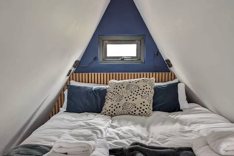 The cosy bedroom inside our two-person cabin