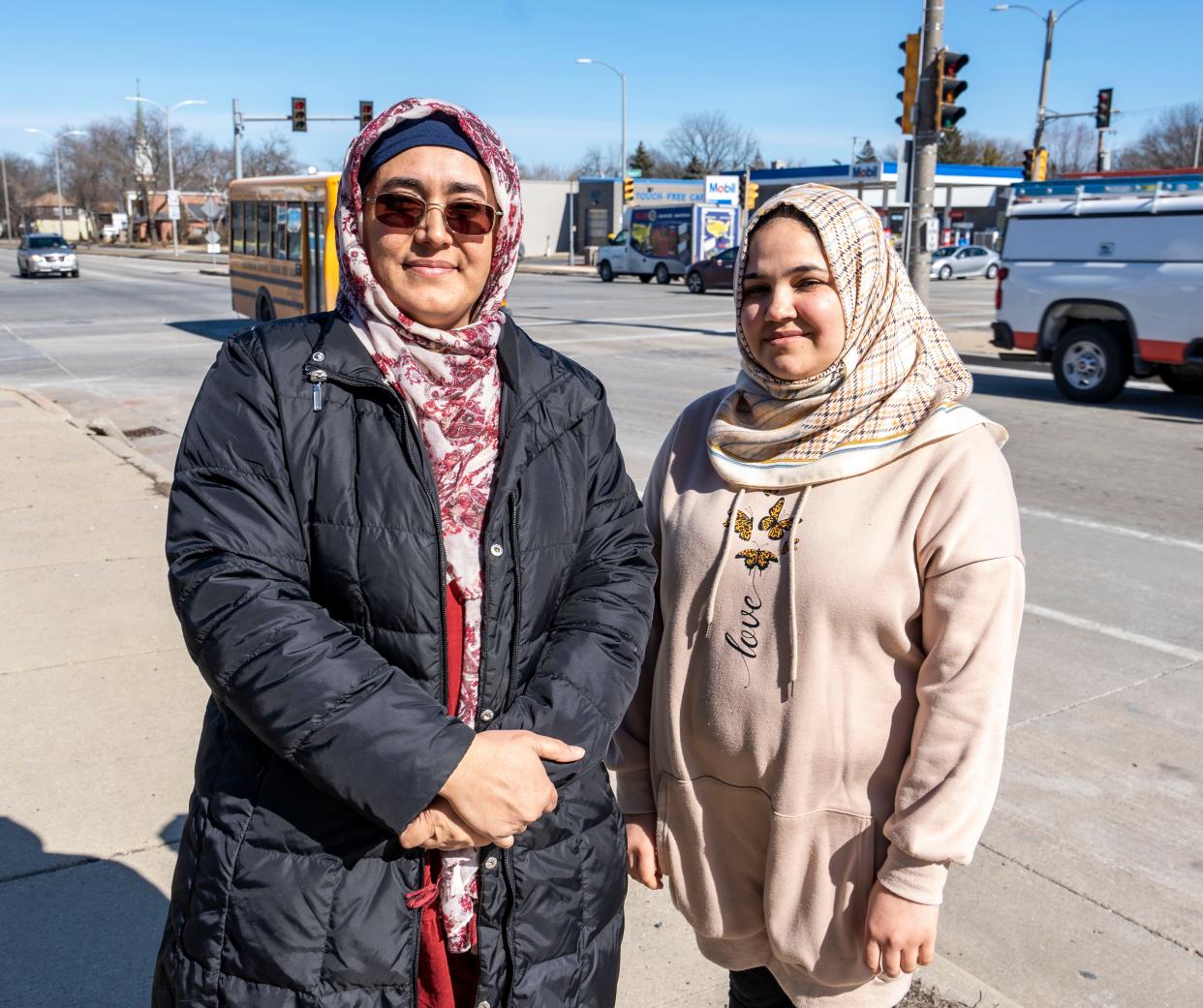 Maryam Durani, left, and Gullalai Karimi speak about the Afghan women’s driving program at the Hanan Refugee Relief Group offices on Thursday February 29, 2024. Durani is cultural program coordinator at the organization.