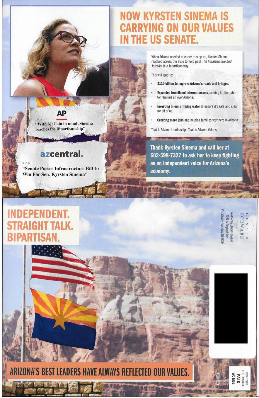 A pro-Sinema mailer distributed in Arizona (Obtained by NBC News)