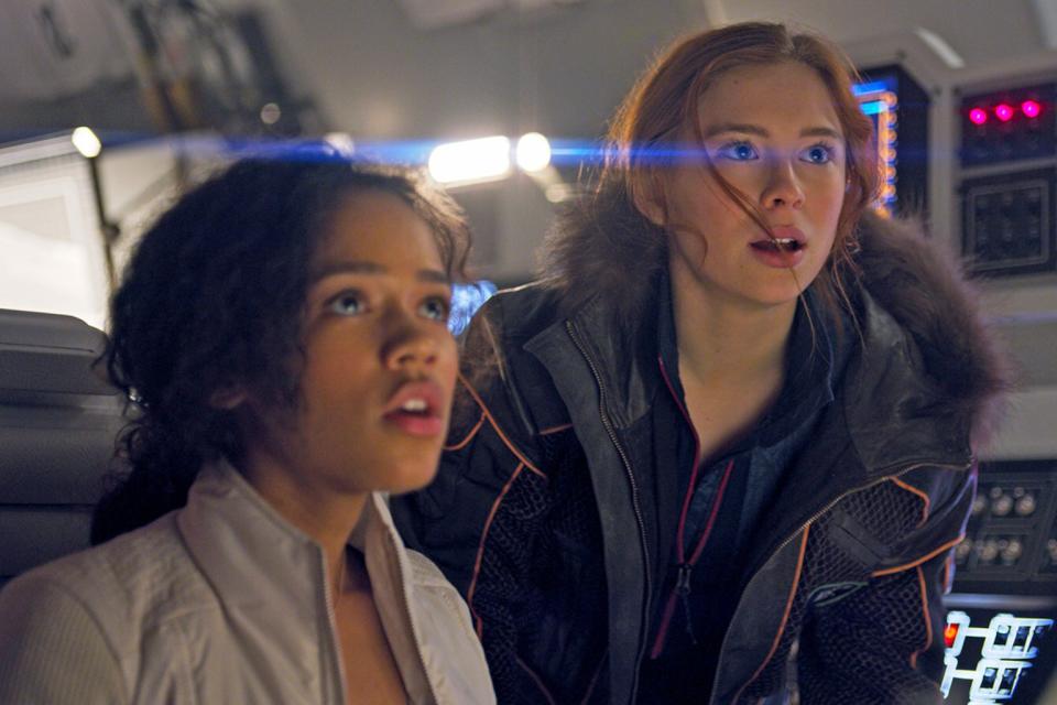 Judy Robinson (Taylor Russell) and Penny Robinson (Mina Sundwall) in Netflix's "Lost in Space." <cite>Netflix</cite>
