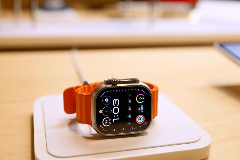 An Apple watch is seen on display at the Apple Store in Grand Central Station on December 18, 2023 (Getty Images)