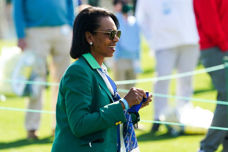 Former Secretary of State and Augusta National Member Condoleezza Rice watches the Drive, Chip and Putt National Championship at Augusta National in Georgia on April 4, 2021. On August 20, 2012, Rice and businesswoman Darla Moore became the first female members of the club. File Photo by Kevin Dietsch/UPI