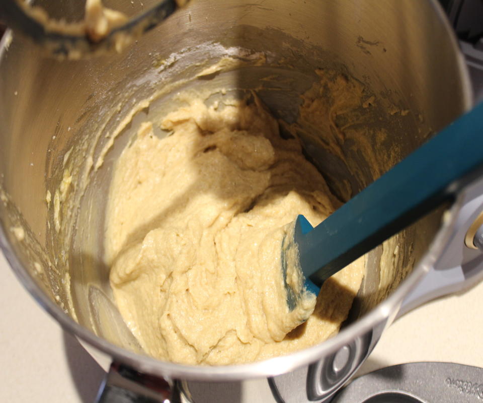 Mixing the Apple Cider donuts