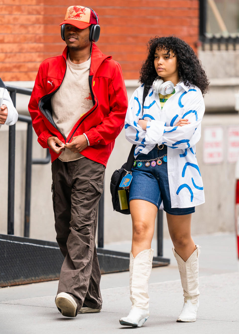 <p>Whitney Peak and Kailand Morris take a stroll through N.Y.C. on May 12.</p>