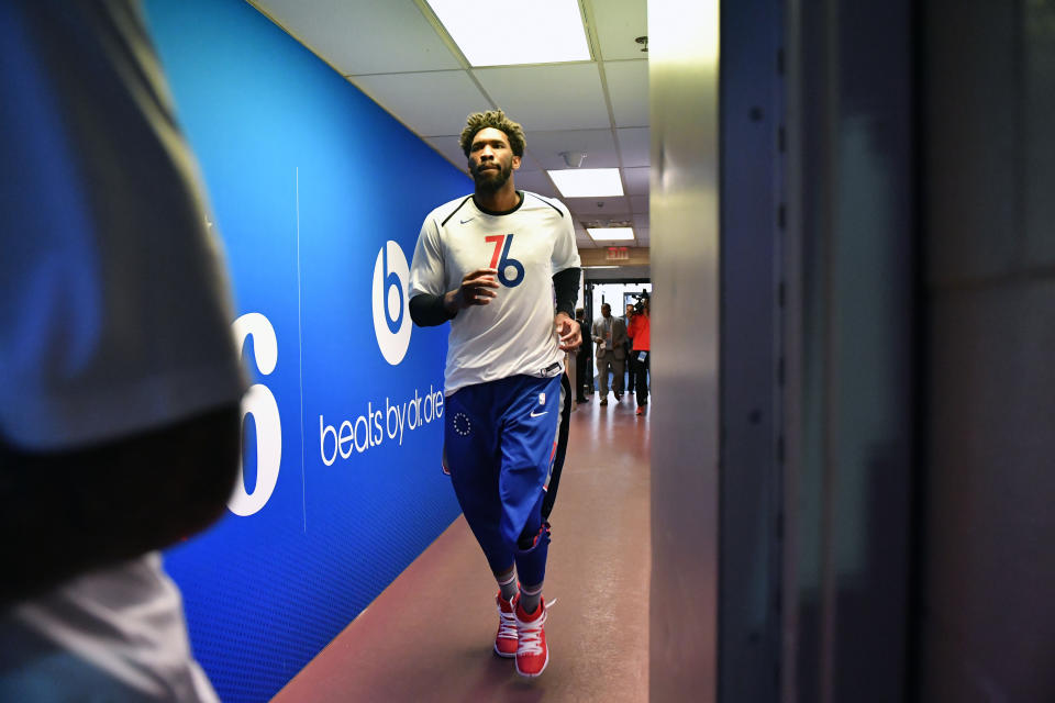 Though he dropped 40 points and 21 rebounds, coach Brett Brown said Joel Embiid looked fatigued late in their loss to the Pacers on Friday. (Jesse D. Garrabrant/Getty Images)