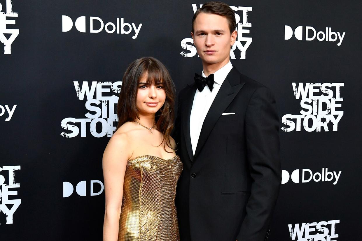 Violetta Komyshan and Ansel Elgort attend the "West Side Story" New York Premiere at Rose Theater, Jazz at Lincoln Center on November 29, 2021 in New York City.