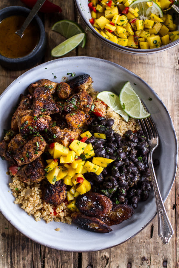 <strong>Get the <a href="http://www.halfbakedharvest.com/cuban-chicken-black-bean-quinoa-bowls-fried-bananas/">Cuban Chicken Black Bean Quinoa Bowls recipe</a> from Half Baked Harvest</strong>