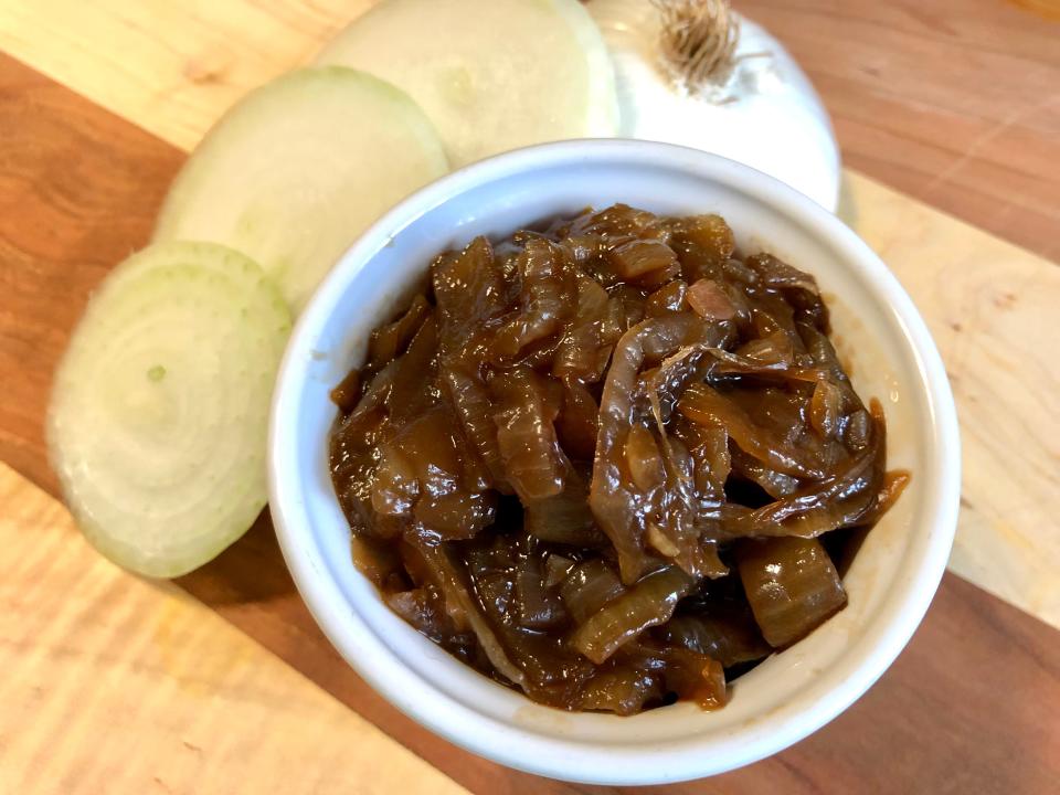 A quality balsamic vinegar deepens the caramelized color of Onion Marmalade.