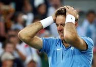 2016 Rio Olympics - Tennis - Semifinal - Men's Singles Semifinals - Olympic Tennis Centre - Rio de Janeiro, Brazil - 13/08/2016. Juan Martin Del Potro (ARG) of Argentina celebrates after winning match against Rafael Nadal (ESP) of Spain. REUTERS/Kevin Lamarque