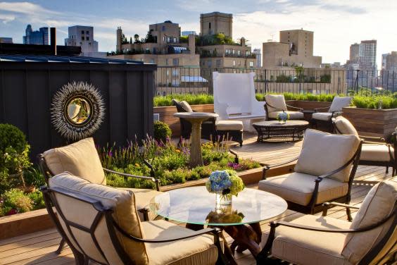 The private rooftop garden looking out on the New York skyline at The Surrey (The Surrey)