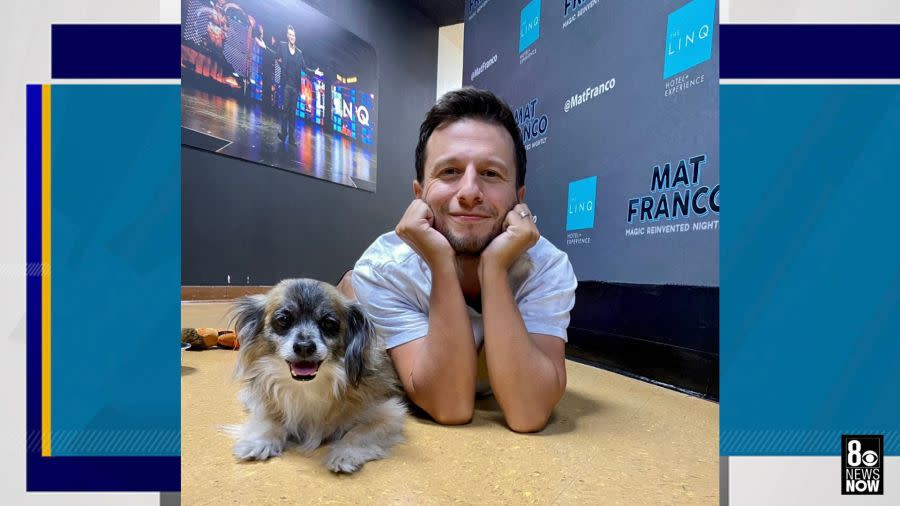 <em>Mat Franco and his dog Gecko, who he adopted from the Animal Foundation (Animal Foundation)</em>