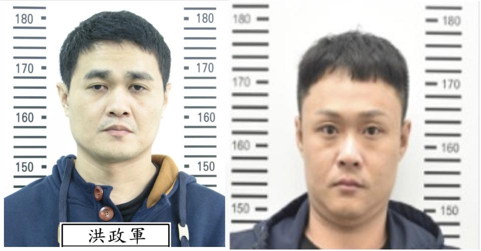學甲區88槍槍擊案主嫌和槍手洪政軍（左）、孔祥志（右），在中國落網，25日下午押解回台。（市警局提供）