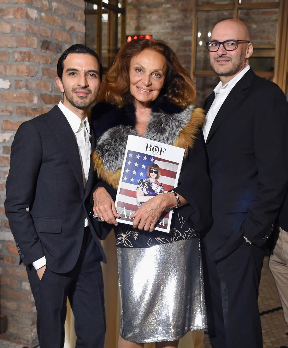 Imran Amed, Diane von Furstenberg, and Victor Luis