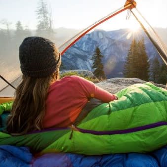 Woman  in sleeping bag