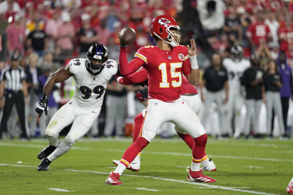 Pertandingan pembuka musim Ravens-Chiefs merupakan salah satu pertandingan musim reguler yang paling banyak ditonton sepanjang masa. (Foto AP/Ed Zurga)