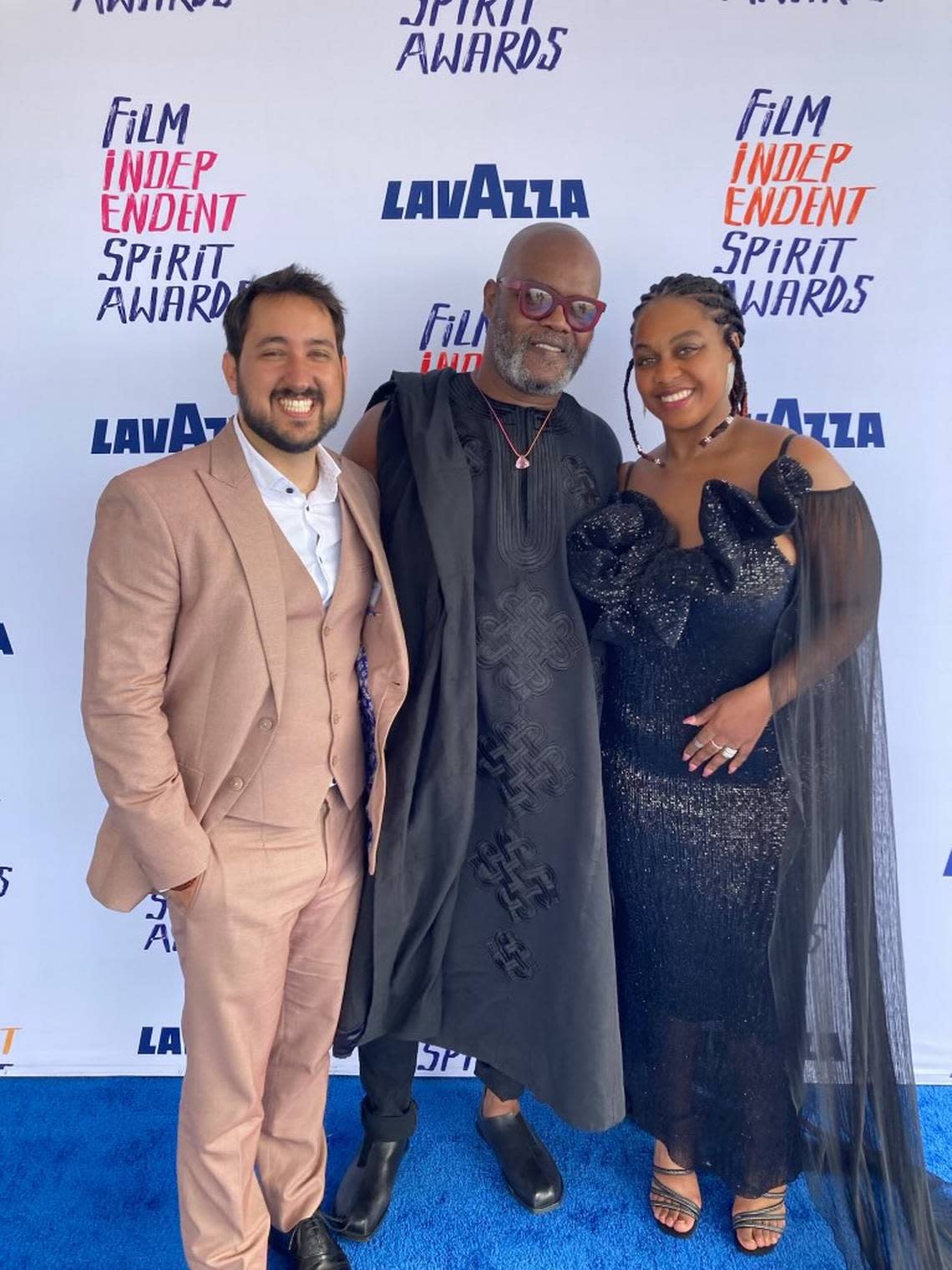 “Mountains,” a Miami-made feature film about gentrification in Little Haiti, was honored at the Film Independent Spirit Awards in February. From left to right, the film’s producer Robert Colom, lead actor Atibon Nazaire and director Monica Sorelle at the event.