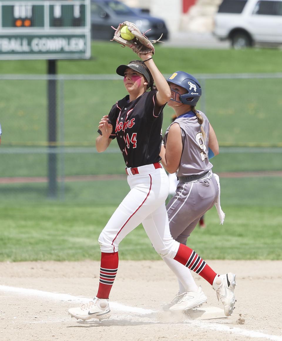 Spanish Fork and Bonneville compete in the 5A semifinal game at the Cottonwood Complex in Murray on Wednesday, May 24, 2023. | Laura Seitz, Deseret News
