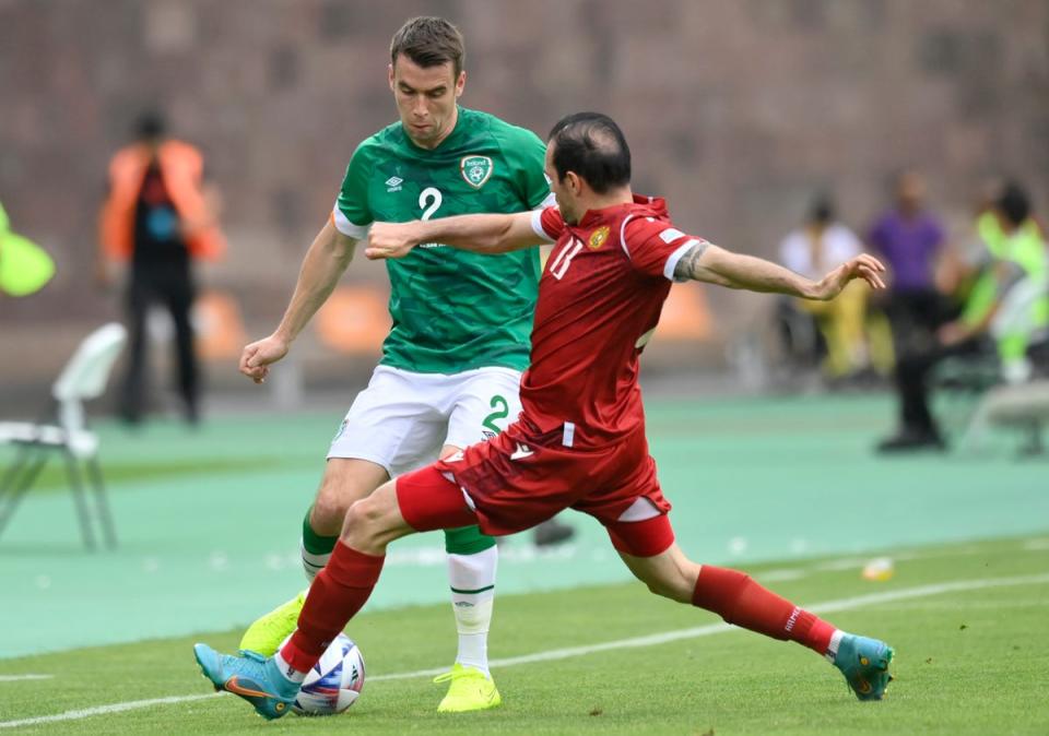 Republic of Ireland skipper Seamus Coleman will miss the game against Ukraine through injury (Hakob Berberyan/AP) (AP)
