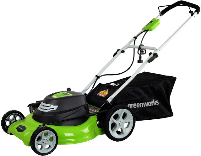 Greenworks 25022 12 Amp Corded 20-Inch Lawn Mower. Image via Amazon.