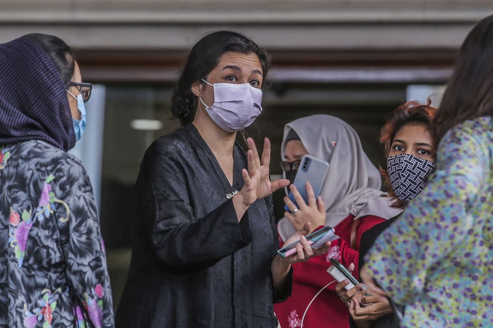 Family Frontiers president Suriani Kempe is pictured at the Kuala Lumpur High Court April 27, 2021. — Picture by Hari Anggara