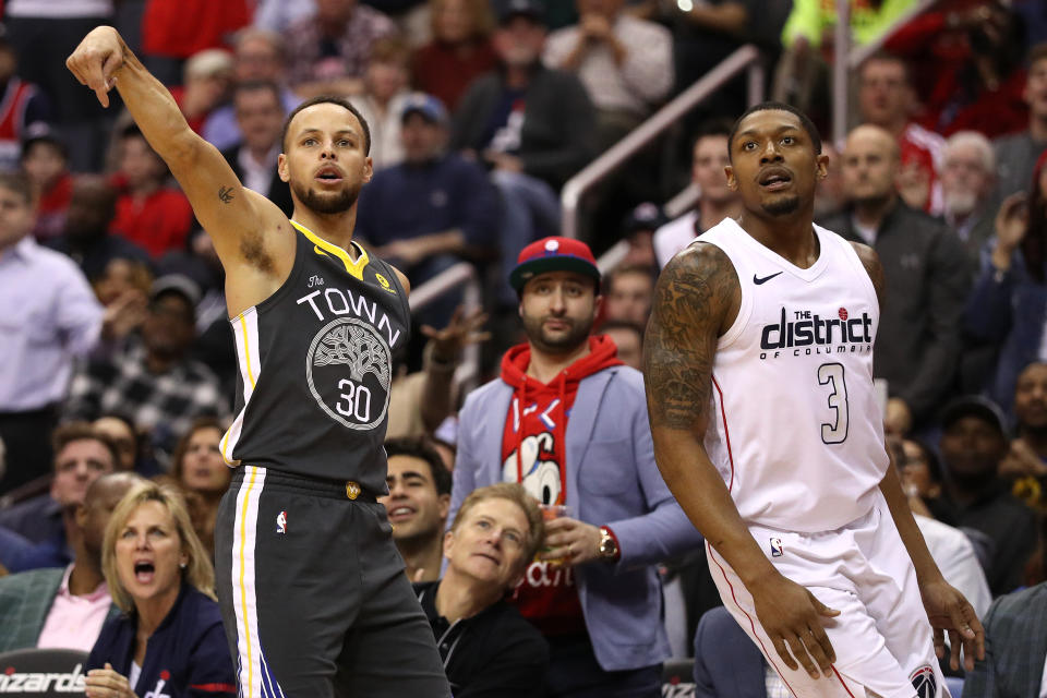 Stephen Curry and Bradley Beal may be the two most likely players to reach 81 points in a single game. (Patrick Smith/Getty Images)