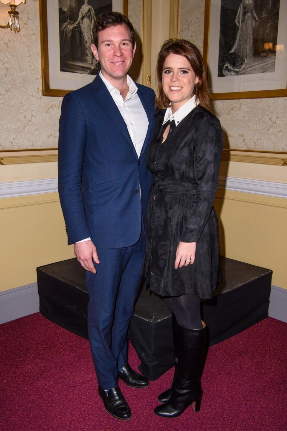 Walking tall: Princess Eugenie with fiancé Jack Brooksbank (PA)