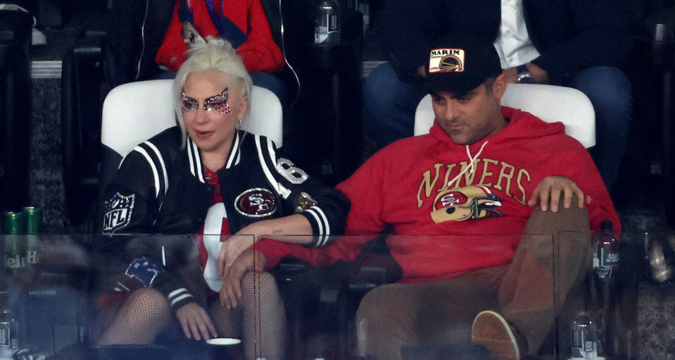Lady Gaga with boyfriend Michael Polansky at the Super Bowl (Rob Carr / Getty Images)