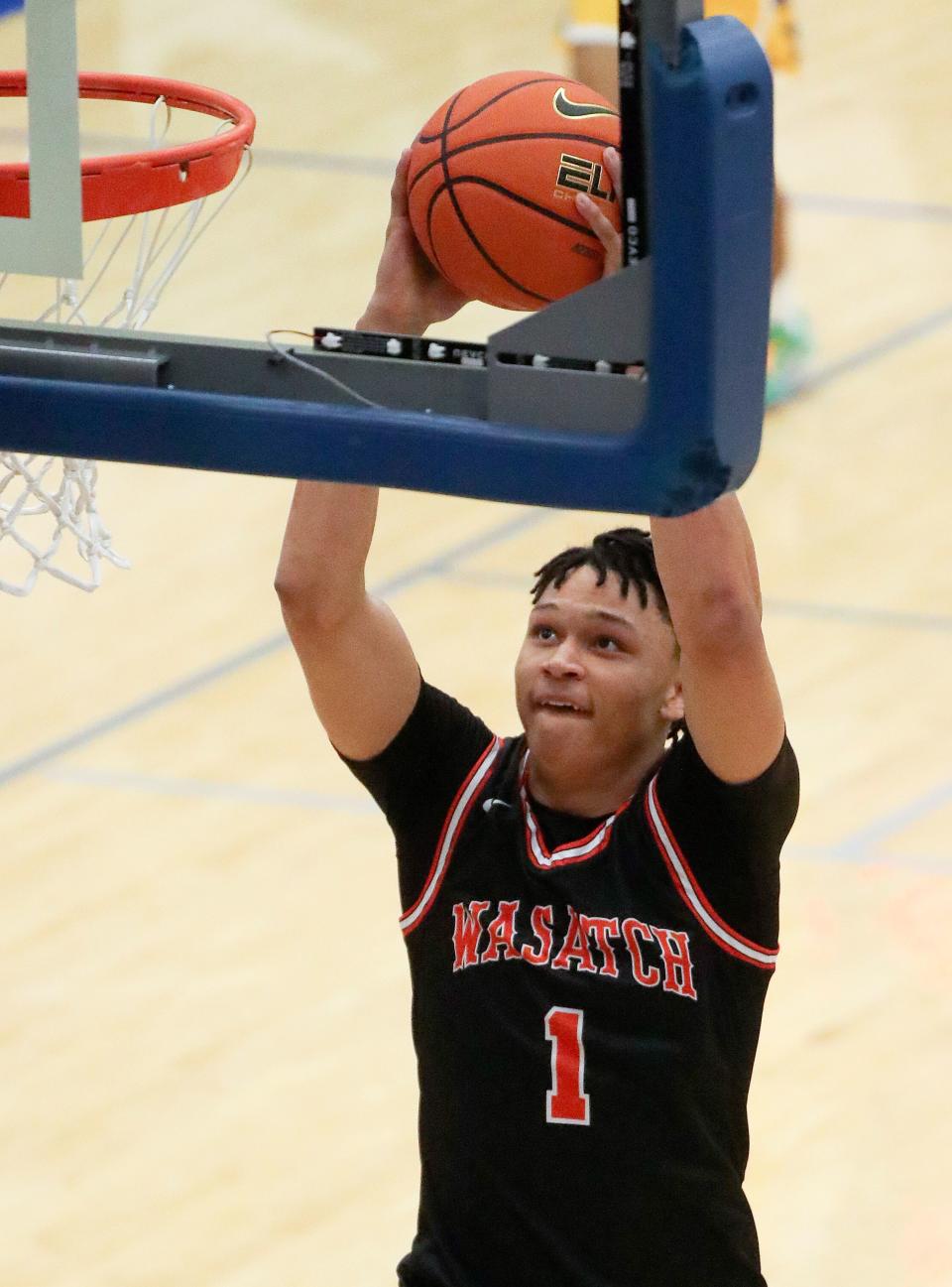 Wasatch Academy’s Isiah Harwell shoots during a National Hoopfest Utah Tournament game against Montverde Academy at Pleasant Grove High School in Pleasant Grove on Monday, Nov. 20, 2023. Montverde won 88-53. | Kristin Murphy, Deseret News