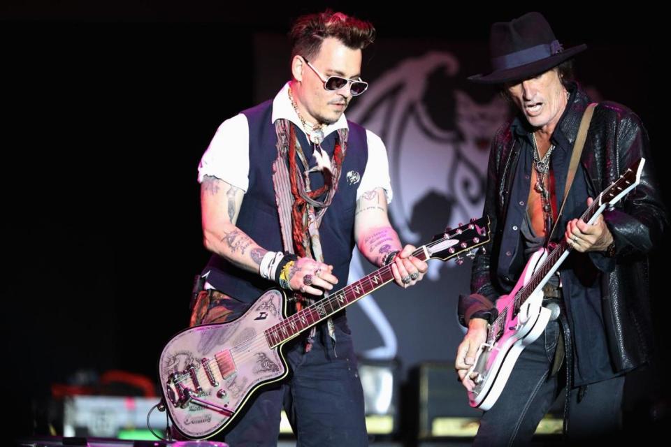 Supergroup: Johnny Depp and Joe Perry pictured performing in Germany last month (Andreas Rentz/Getty Images)