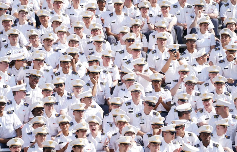 A scene from he 2023 Graduation and Commissioning Ceremony at Michie Stadium on the campus of U.S. Military Academy at West Point in May.