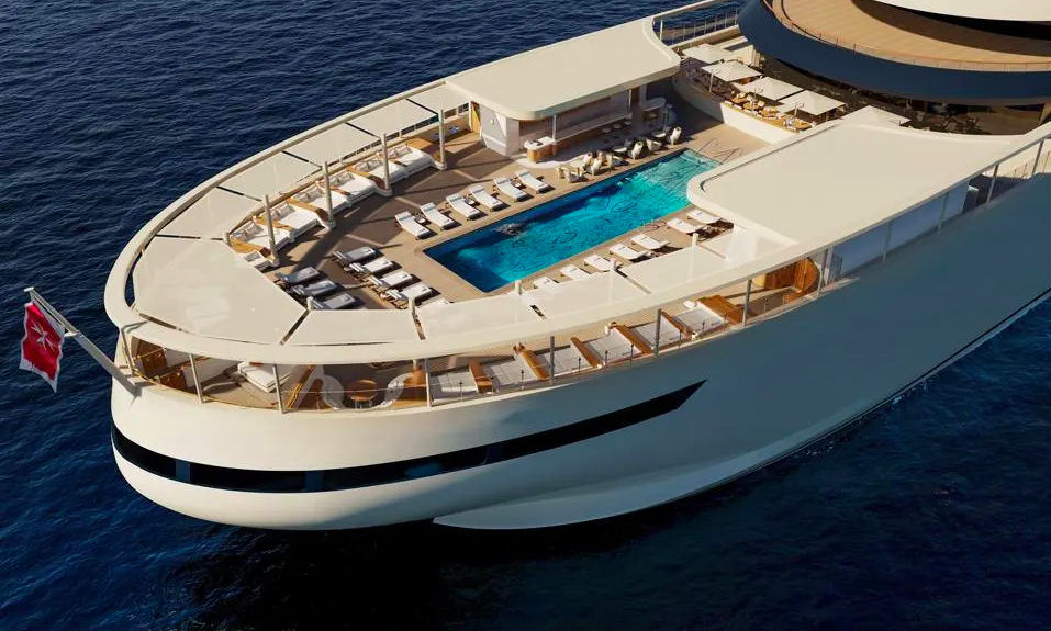 Four Seasons yacht deck with swimming pool.  Photo: Courtesy of Four Seasons Yachts.