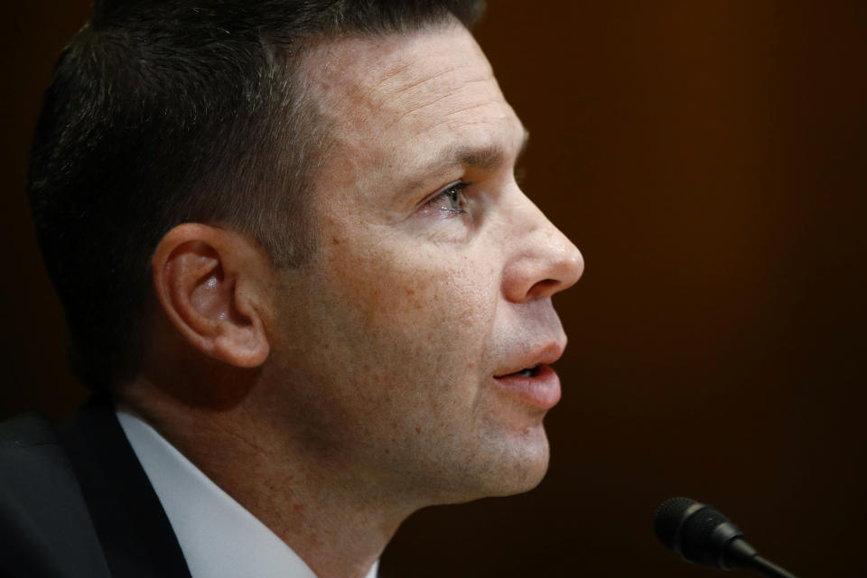 Acting Homeland Security Secretary Kevin McAleenan testifies before a Senate Appropriations subcommittee hearing on President Trump's budget request for Fiscal Year 2020, Thursday, May 2, 2019, on Capitol Hill in Washington. (AP Photo/Patrick Semansky)