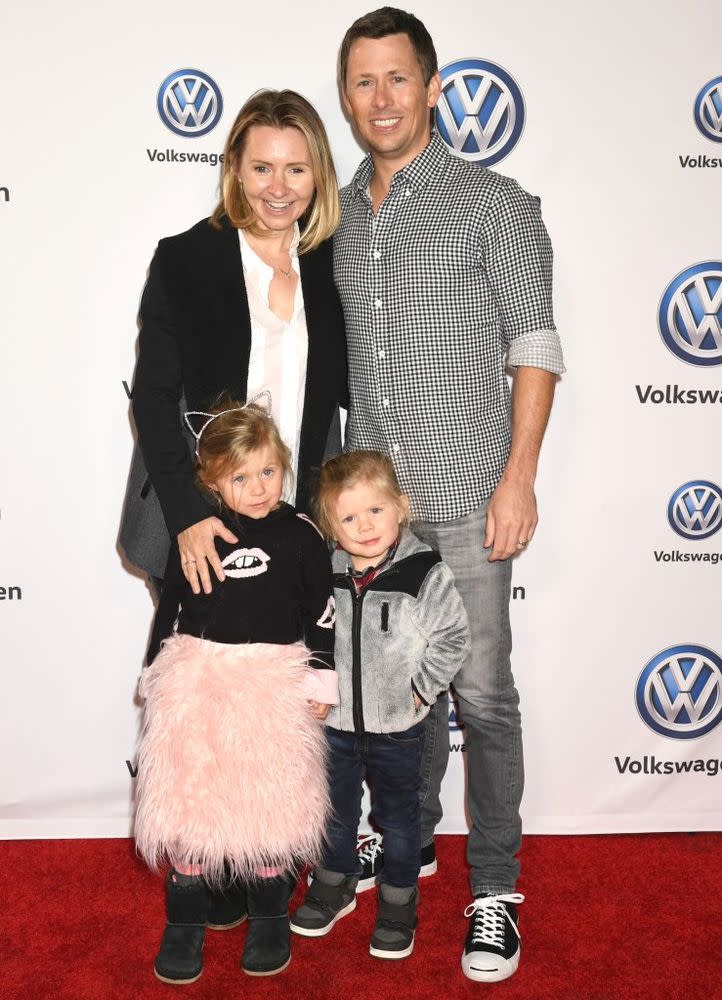 Beverley Mitchell, Michael Cameron and children Kenzie Cameron and Hutton Michael