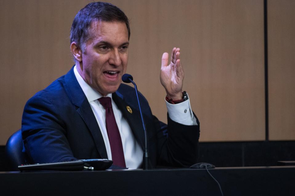 Palm Beach County State Attorney Dave Aronberg testifies during a September hearing. He seeks legal fees for his attorney and sanctions against The Post's lawyers, claiming the newspaper filed a frivolous lawsuit seeking to get the Jeffrey Epstein 2006 grand jury transcripts made public.