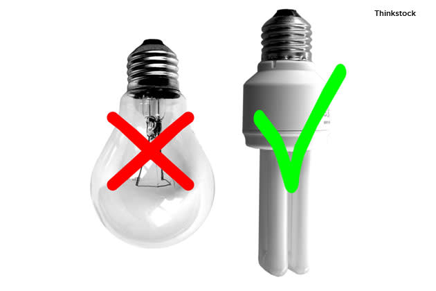 <b>4. Change your bulbs</b> Instead of incandescent bulbs, use compact fluorescent light bulbs (CFL) instead. This little spiral-shaped bulb uses less than two-thirds of energy than standard incandescent bulbs, but it provides the same amount of light and lasts about 10 times longer. Energy costs are reduced as well, since it generates 70 per cent less heat and you don’t need to turn up the AC too high at home.