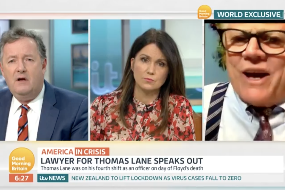 Piers Morgan was left aghast during the heated interview: GMB/ITV