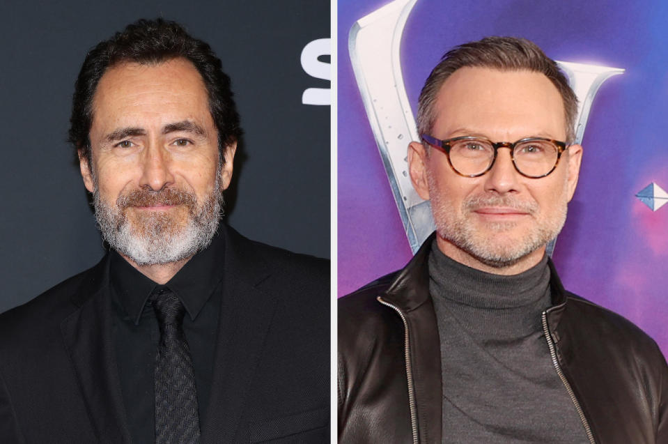 closeups of Demián Bichir and Christian Slater,