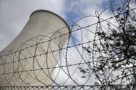 Barbed wire is pictured at the entrance of the Tihange nuclear power station, one of the two large-scale nuclear power plants in Belgium, March 26, 2016. REUTERS/Vincent Kessler